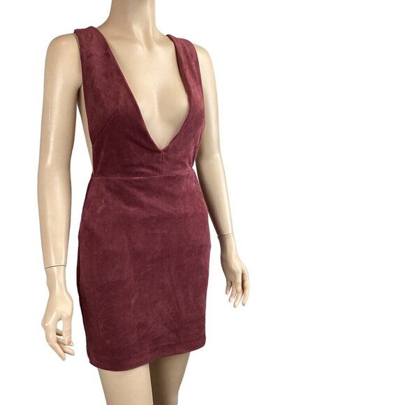 Endless Rose Size XS Burgundy Velvet Plunge Neck Sleeveless Mini Dress Xsmall‎ - Picture 4 of 10